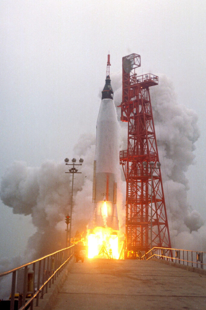 Scott Carpenter's Aurora 7 Mercury Atlas rocket lifts off on May 24, 1962 